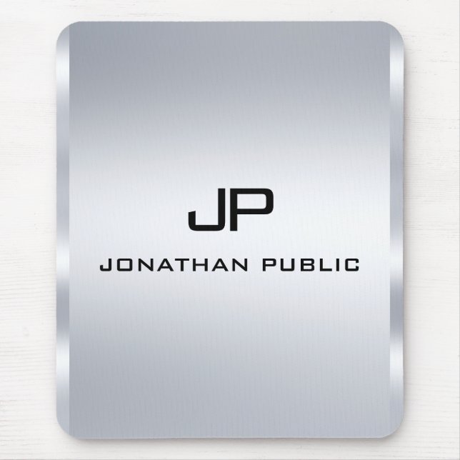 Mousepad Modelo Vertical Monograma de Prata Metálica (Frente)