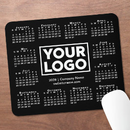 Mousepad Modern 2026 Calendar Business Logo Black