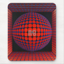 Modern Abstract Geometric Black Red Blue Pattern