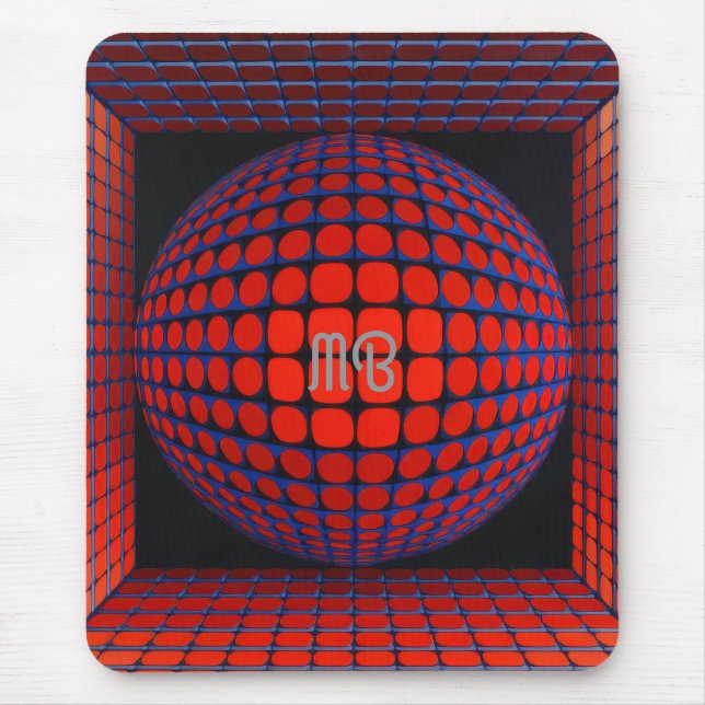 Mousepad Modern Abstract Geometric Black Red Blue Pattern (Frente)