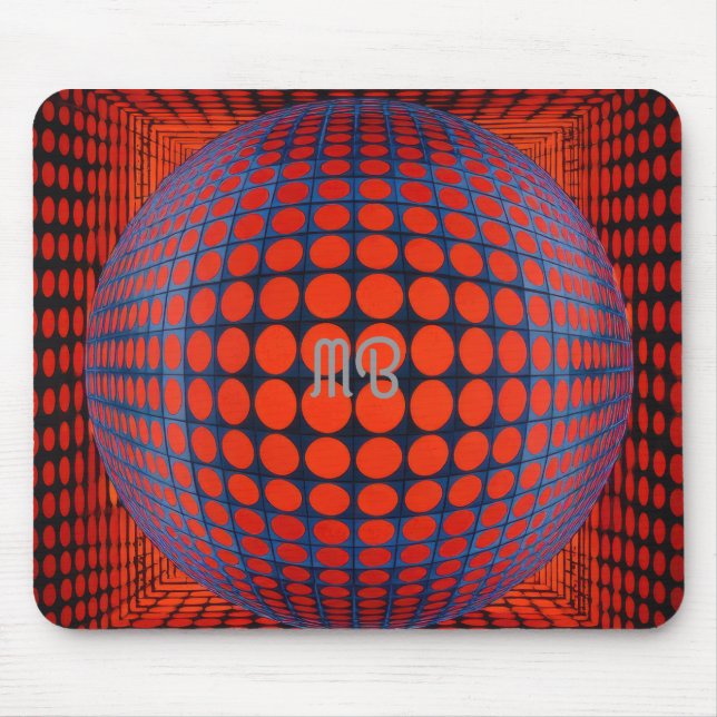 Mousepad Modern Abstract Geometric Black Red Blue Pattern (Frente)
