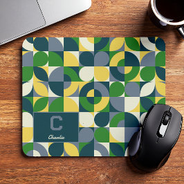 Mousepad Modern Bauhaus Abstract Geometric Monogram Pattern