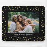 Mousepad Modern Best Friends BFF Besties Photo Black Gold<br><div class="desc">Glam Modern Best Friends BFF Besties Photo Black and Gold Dot Mouse Pad</div>