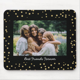 Mousepad Modern Best Friends BFF Besties Photo Black Gold 