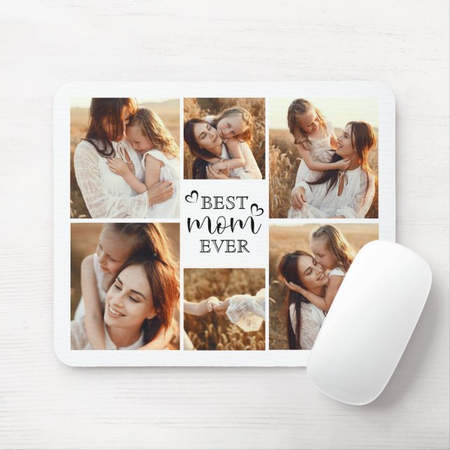 Mousepad Modern Best Mom Photo Collage Personalized Gift (Com mouse)