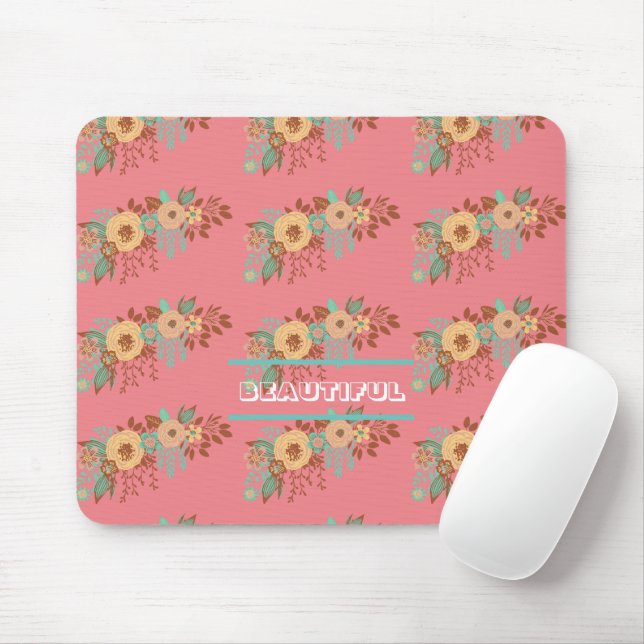 Mousepad Modern Boho Floral Rosa (Com mouse)