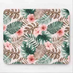 Mousepad Modern Boho Watercolor Folhas Tropicais
