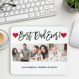 Mousepad Modern Brush Script Heart 3 Photo Best Pai Nunca