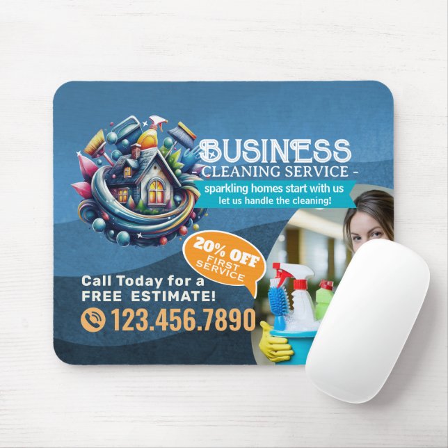 Mousepad Modern House Cleaning Maid Service Housekeeping (Com mouse)