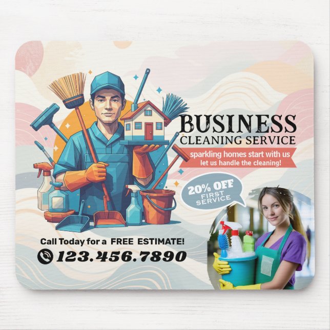 Mousepad Modern House Cleaning Maid Service Housekeeping (Frente)