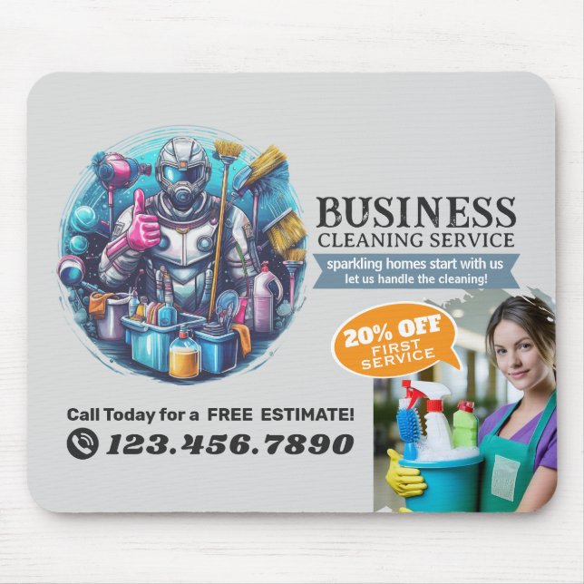 Mousepad Modern House Cleaning Maid Service Housekeeping (Frente)