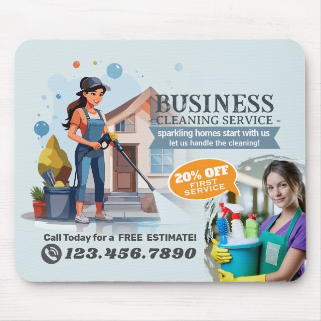 Mousepad Modern House Cleaning Maid Service Housekeeping (Frente)