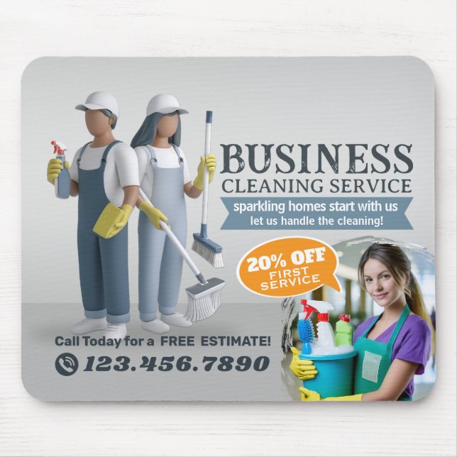 Mousepad Modern House Cleaning Maid Service Housekeeping (Frente)