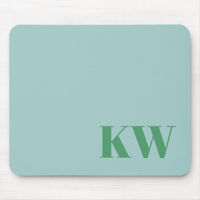 Mousepad Modern Light Blue Monogram Initials Personalized (Frente)
