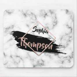 Mousepad Modern Marble Paint Stroke Glitter Name