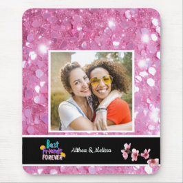 Mousepad Modern Pink Glitter Melhor Amigo Personalizável