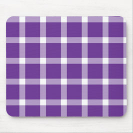 Mousepad Modern Purple and White Gingham Checkered Pattern
