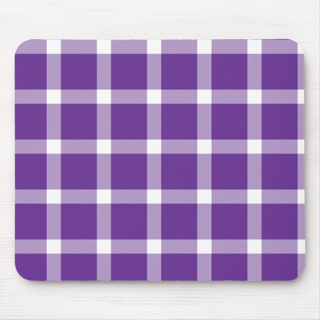 Mousepad Modern Purple and White Gingham Checkered Pattern (Frente)