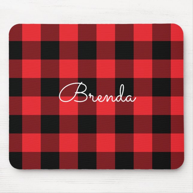 Mousepad Modern Red and Black Buffalo Check (Frente)