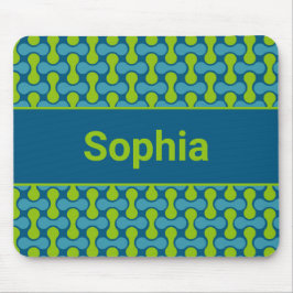 Mousepad Modern Retro Link Pattern in Blue and Green