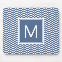 Modern Riverside Blue Chevrons and Monogram