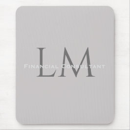 Mousepad Modern Taupe Gray Monogram Workspace Accent