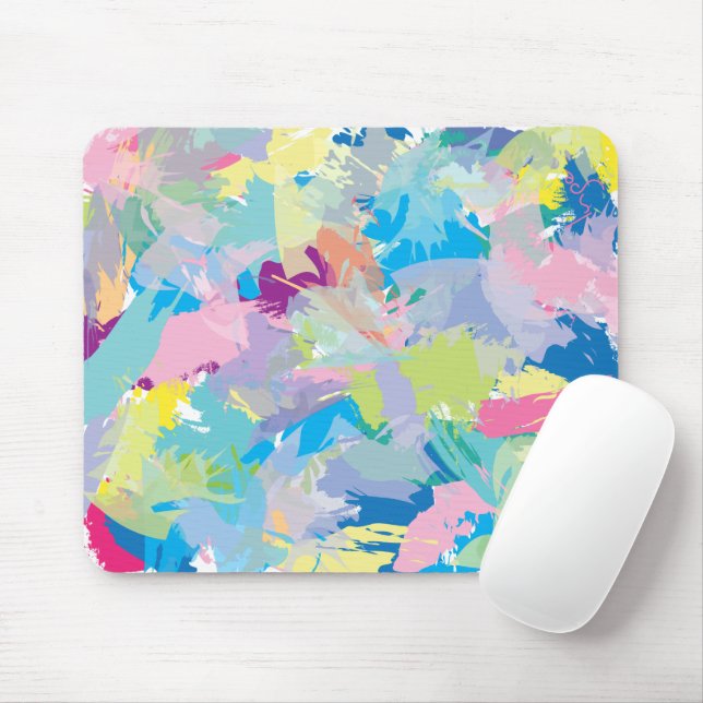 Mousepad Modern Trendy Abstract Art, Fun Colorful Desk Mat (Com mouse)