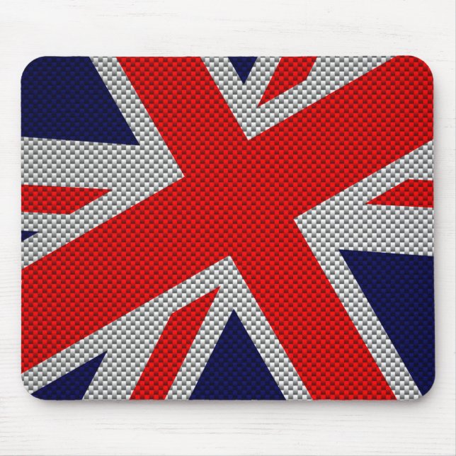 Mousepad Modern Union Jack on Carbon Fiber Style Print (Frente)