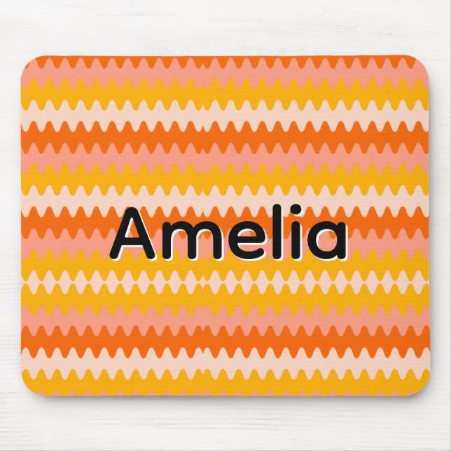 Mousepad Modern Yellow, Orange & White Zig Zag Pattern (Frente)