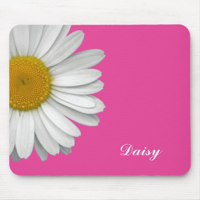 Mousepad Moderna Girly Daisy Flower Name Hot Pink (Frente)