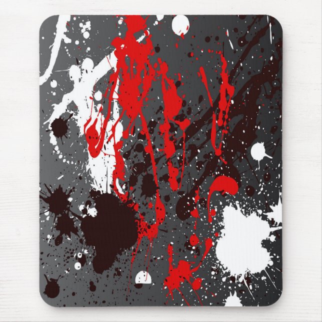 Mousepad moderno, abstrato, preto, vermelho, (Frente)
