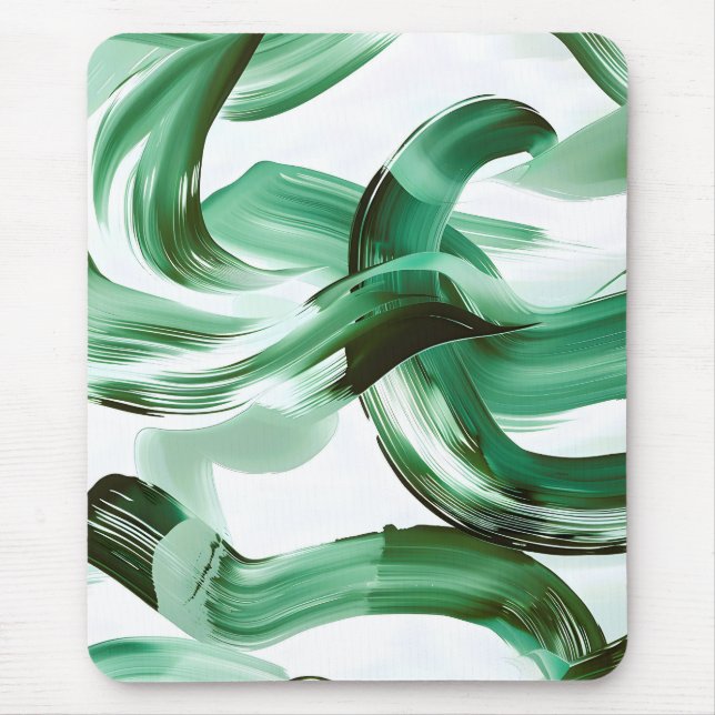 Mousepad Moderno Abstrato Traços de Pincel Verde Minimalist (Frente)