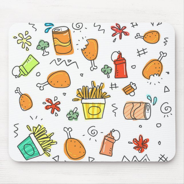 Mousepad Moderno Bonito e Divertido de Comida Rápido (Frente)