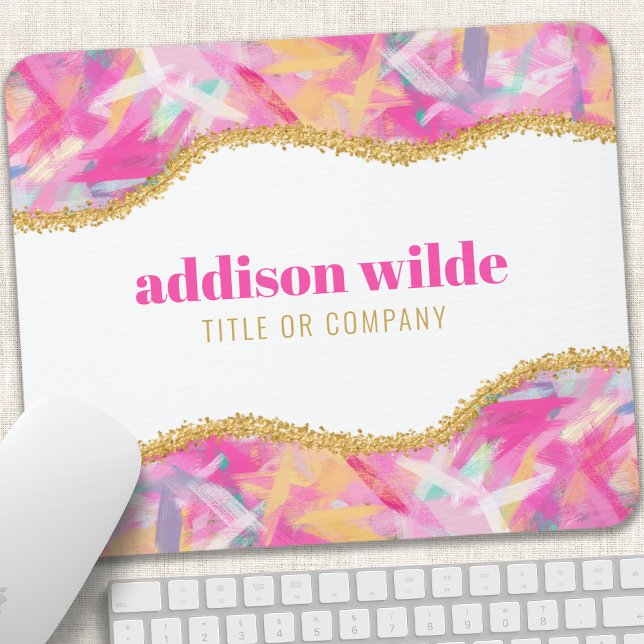 Mousepad Moderno Colorir Brushstrokes Dourado Chic Business (Criador carregado)