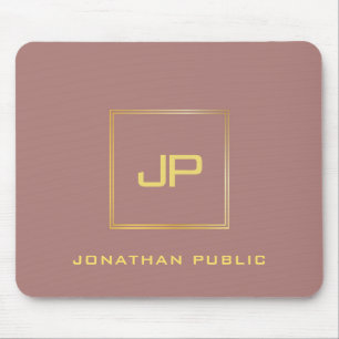 Mousepad Moderno Elegante de Modelo de Monograma Dourado Pe