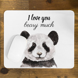 Mousepad Moderno Eu Amo Você Beber Um Panda Muito Preto E B
