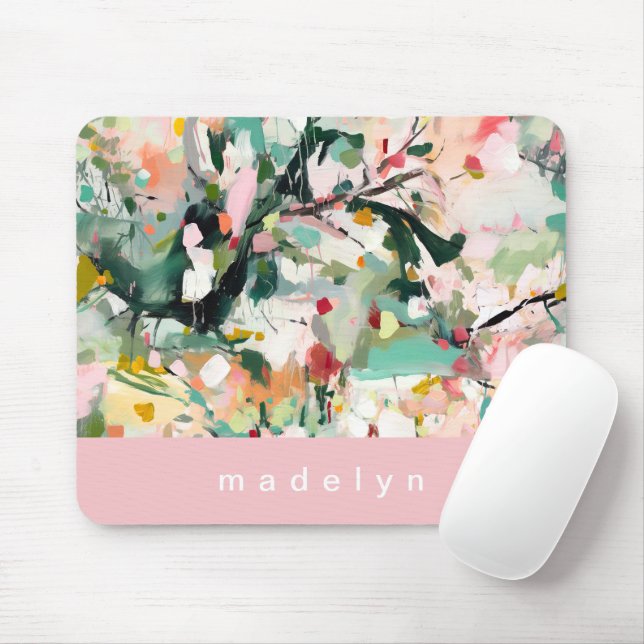 Mousepad Moderno Floral Botânico Abstrato (Com mouse)