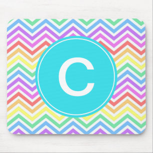 Mousepad Moderno, legal, moderno monograma de arco-íris em