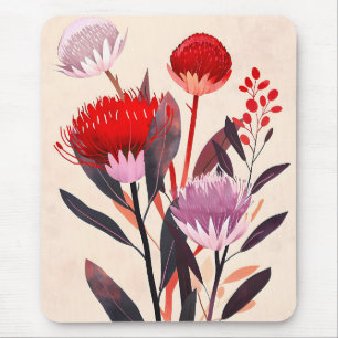 Mousepad Moderno Minimalista Boho Floral Botânico