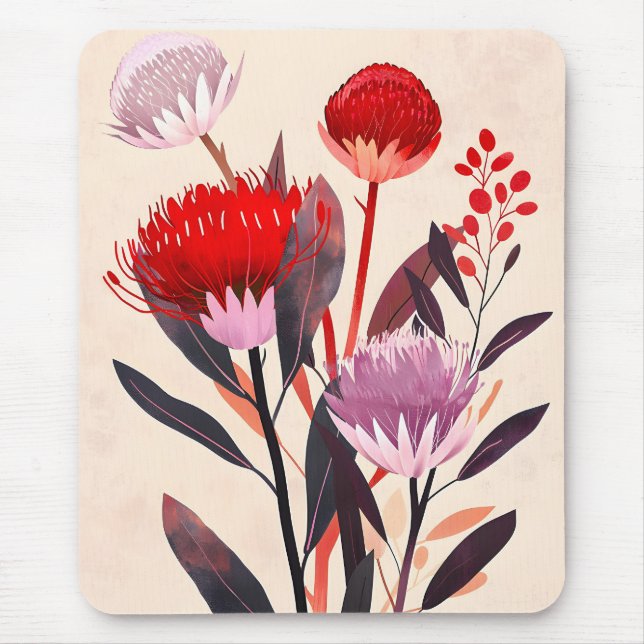 Mousepad Moderno Minimalista Boho Floral Botânico (Frente)