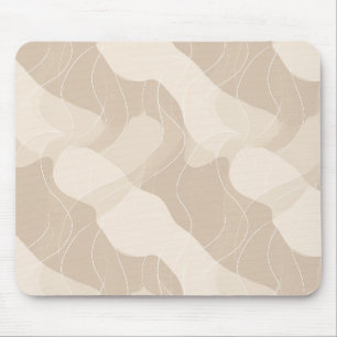 Mousepad Moderno Minimalista Padrão Abstrato de Fluxo Bege 