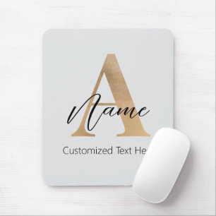 Mousepad Moderno Monograma Inicial A & Name Personalizado