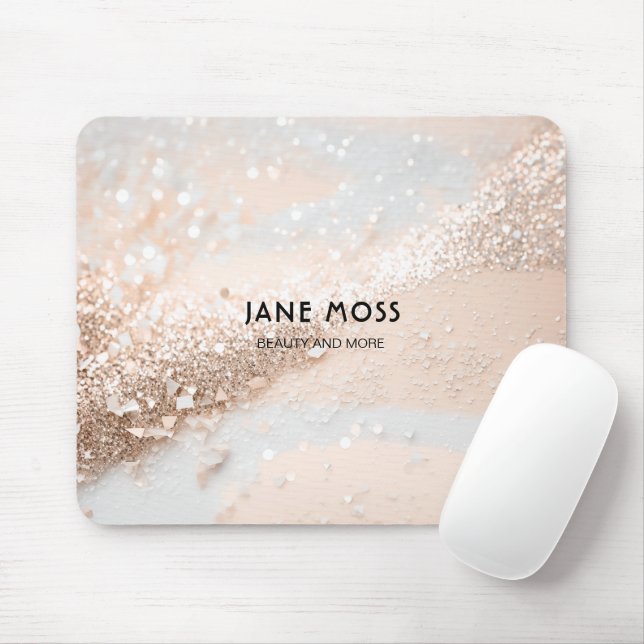 Mousepad Moderno, Monograma, Salão, Glitter (Imitar) (Com mouse)