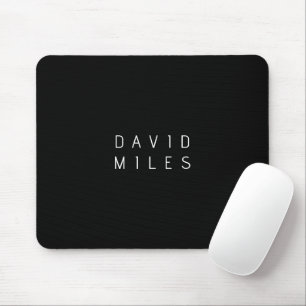 Mousepad Moderno Nome Editável Minimalista Preto & Branco