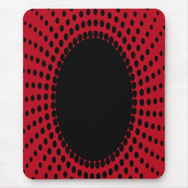 Mousepad moderno, preto, vermelho, abstrato, ponto (Frente)