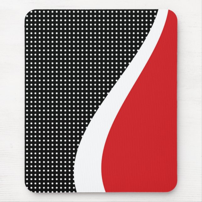 Mousepad moderno, preto, vermelho, branco, abstrat (Frente)