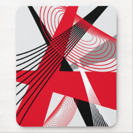 Mousepad moderno, preto, vermelho, cinza, branco,