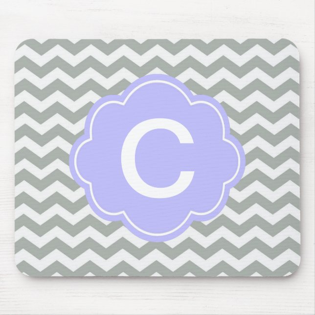 Mousepad Moderno, tendência, clássico cinza e branco chevro (Frente)