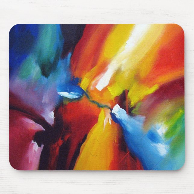 Mousepad Moderno Tendência Pintura Vermelha Azul Amarelo Ve (Frente)