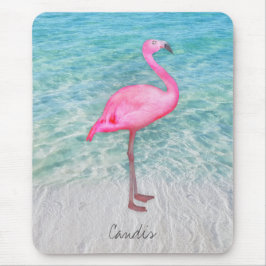 Mousepad Moderno Tropical Sandy Beach, Flamingo, Rosa Perso